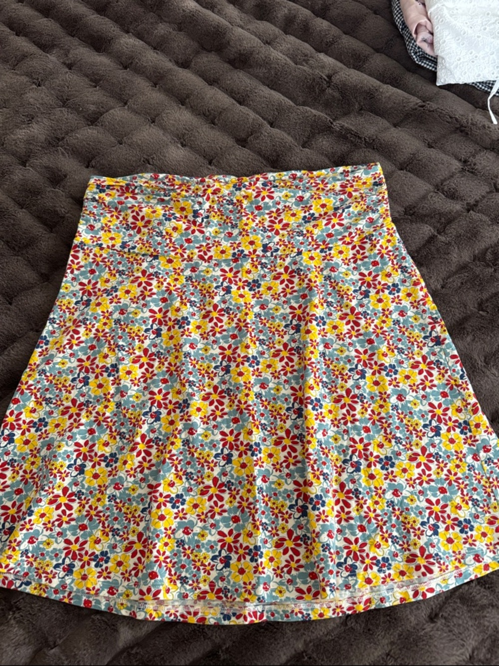 Floral A-Line Skirt in Red, Yellow & Blue